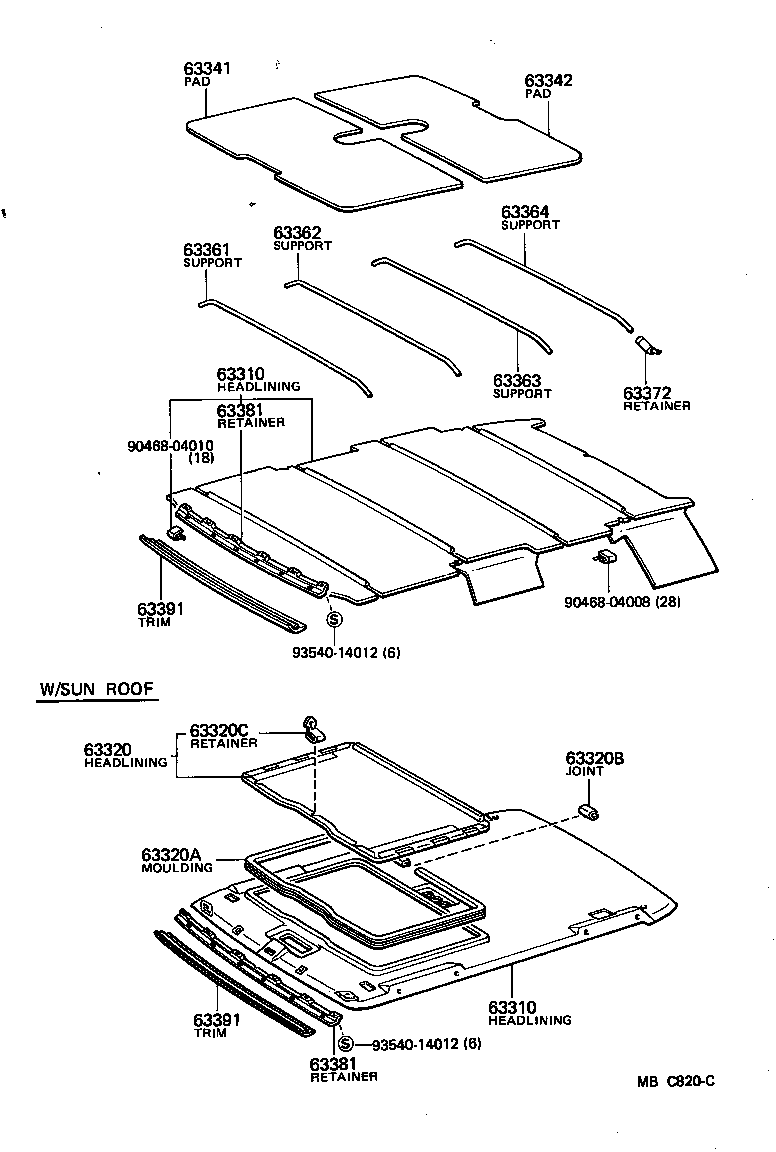  CARINA |  ROOF HEADLINING SILENCER PAD