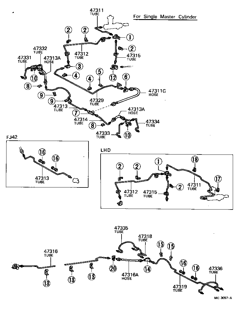  LAND CRUISER 40 45 55 |  BRAKE TUBE CLAMP