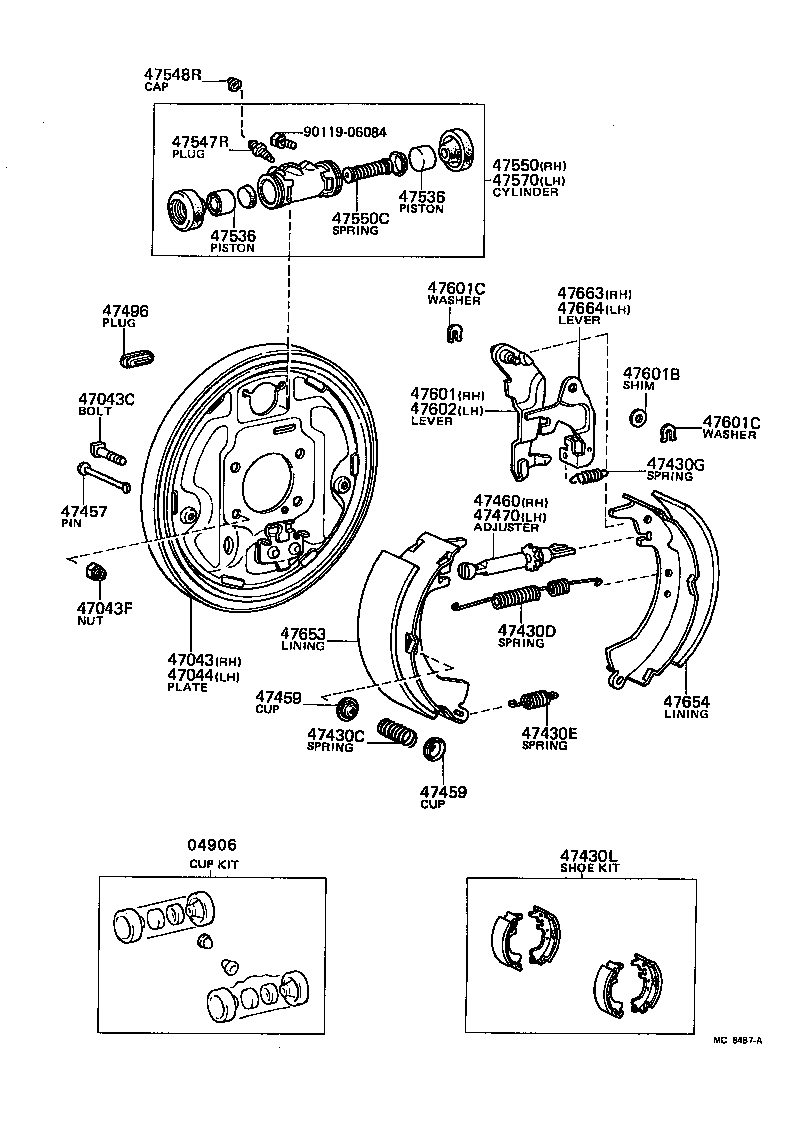  CARINA |  REAR DRUM BRAKE WHEEL CYLINDER BACKING PLATE