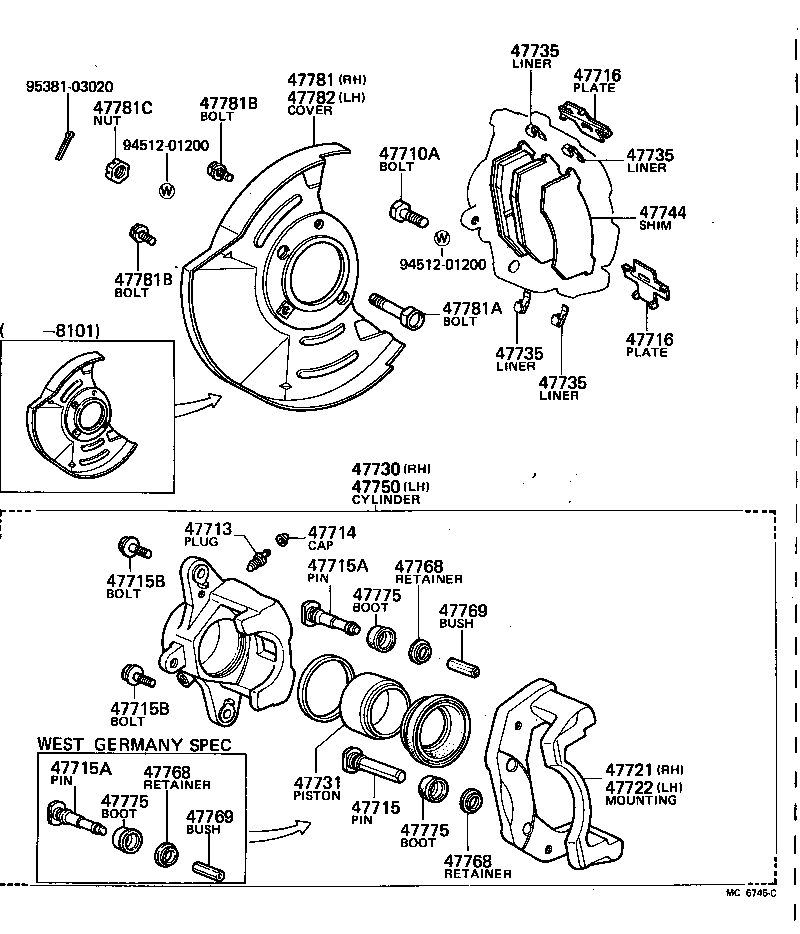  CROWN |  FRONT DISC BRAKE CALIPER DUST COVER