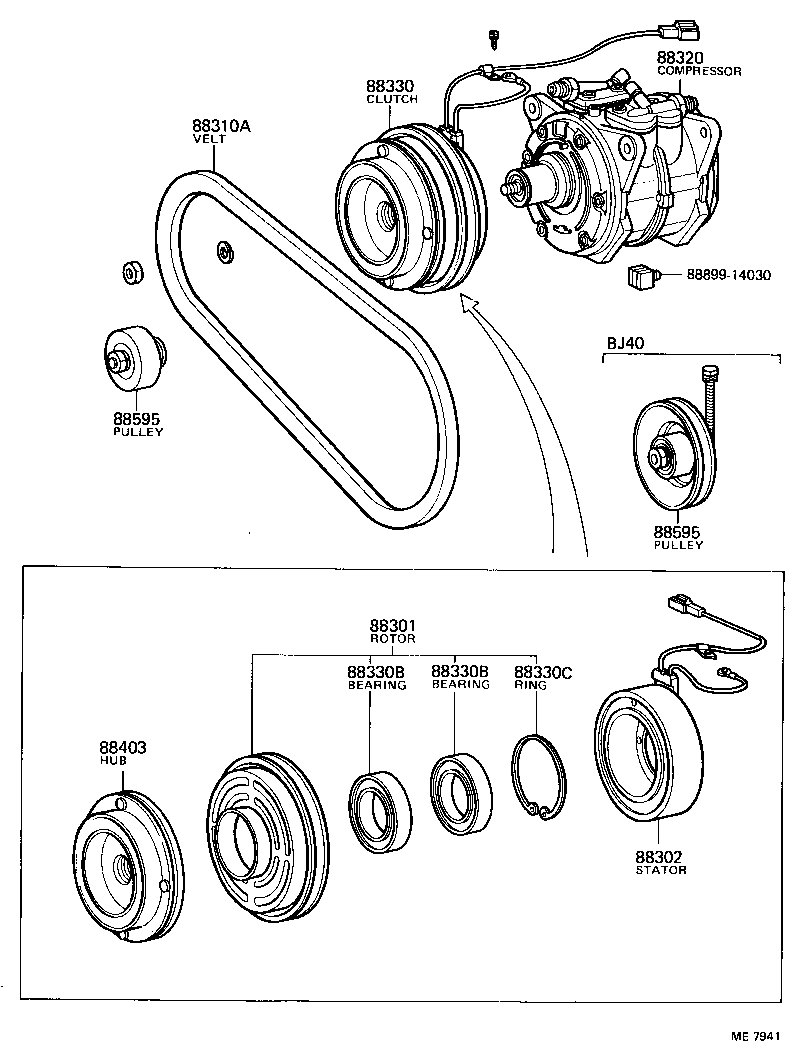  LAND CRUISER 40 45 55 |  HEATING AIR CONDITIONING COMPRESSOR