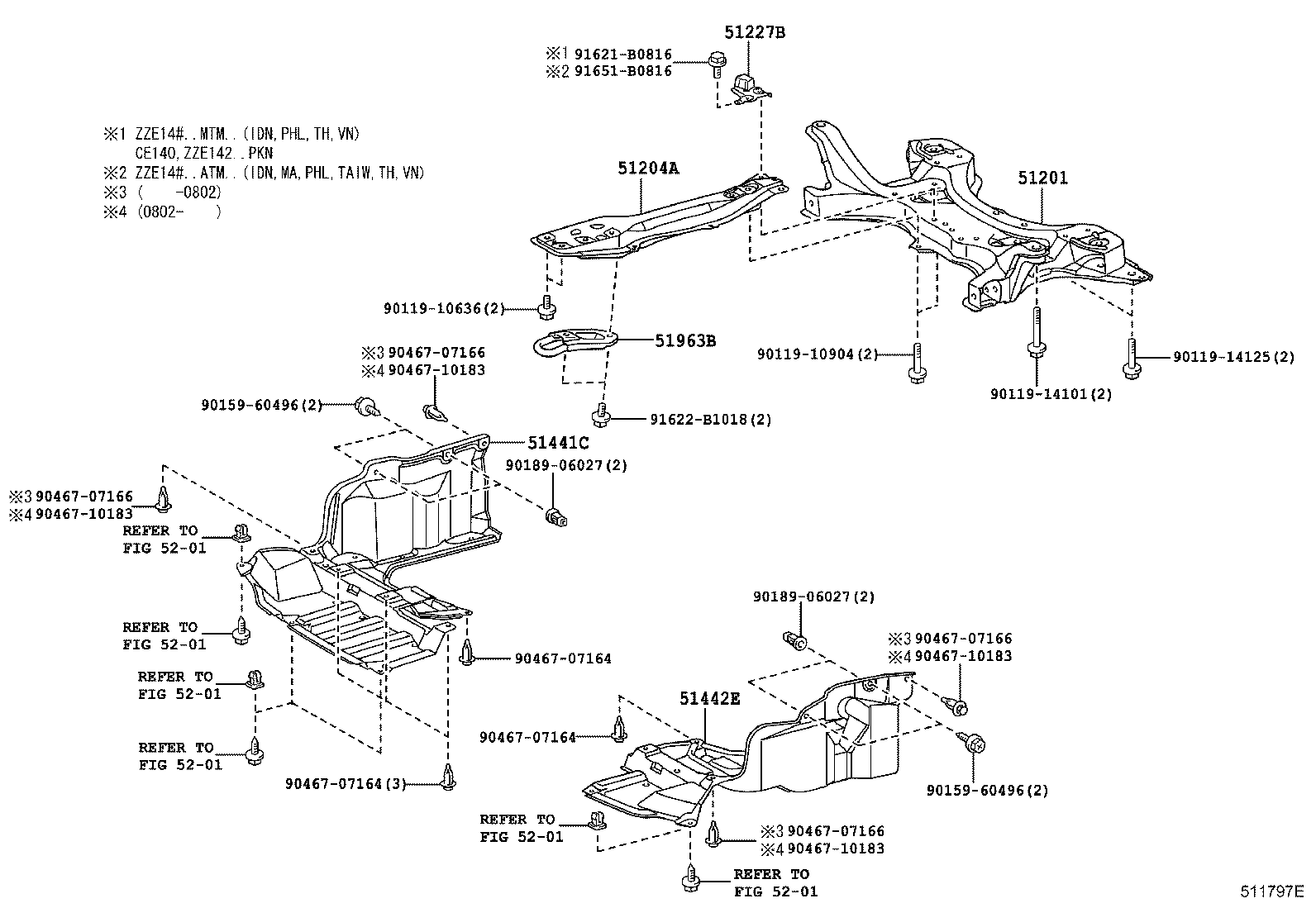  COROLLA ALTIS |  SUSPENSION CROSSMEMBER UNDER COVER