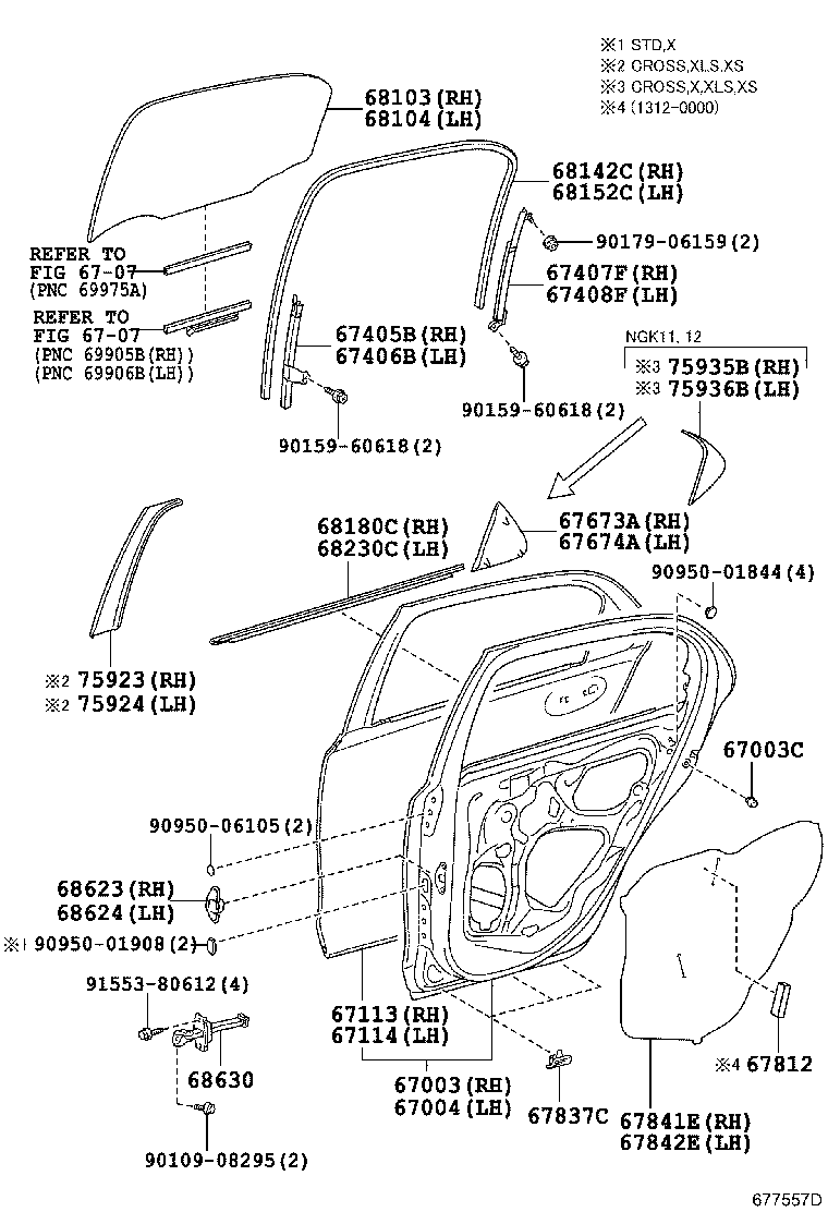  ETIOS |  REAR DOOR PANEL GLASS