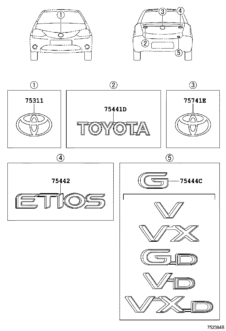  ETIOS LIVA CROSS |  EMBLEM NAME PLATE EXTERIOR INTERIOR