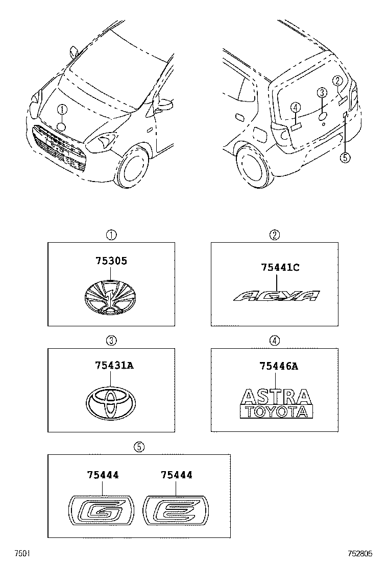  AGYA WIGO |  EMBLEM NAME PLATE EXTERIOR INTERIOR