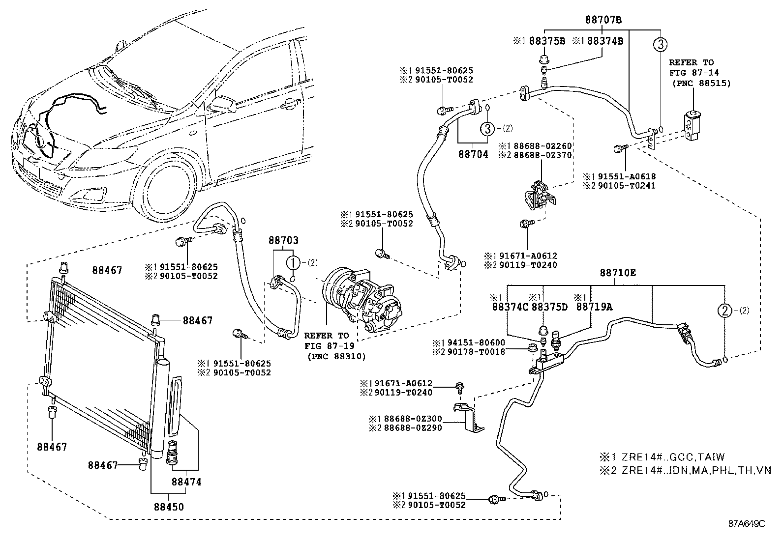  COROLLA ALTIS |  HEATING AIR CONDITIONING COOLER PIPING