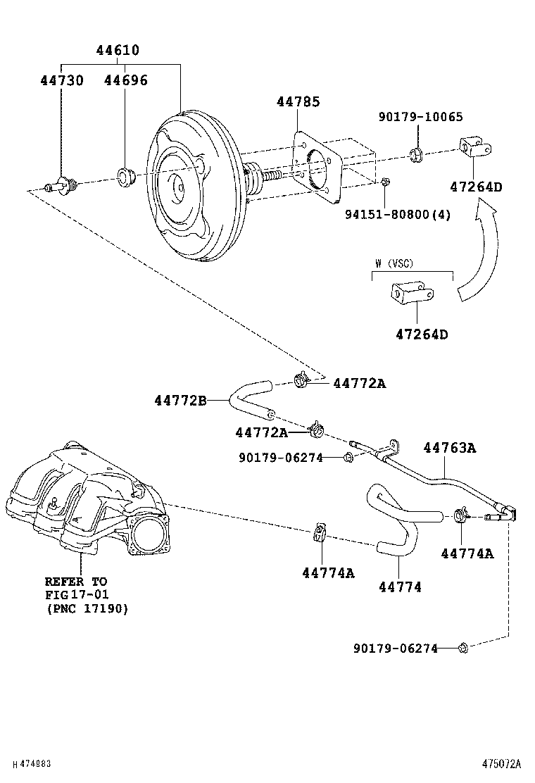  PREVIA TARAGO |  BRAKE BOOSTER VACUUM TUBE