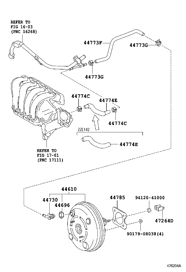  COROLLA |  BRAKE BOOSTER VACUUM TUBE