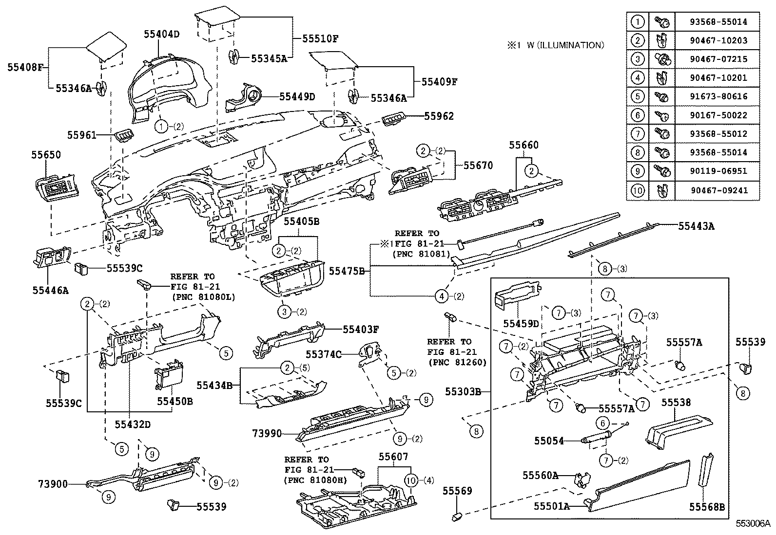  ES250 350 300H |  INSTRUMENT PANEL GLOVE COMPARTMENT