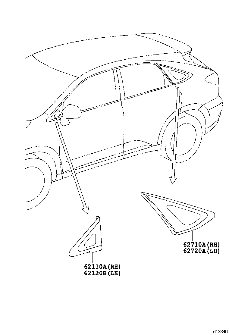  RX270 350 450H |  QUARTER WINDOW