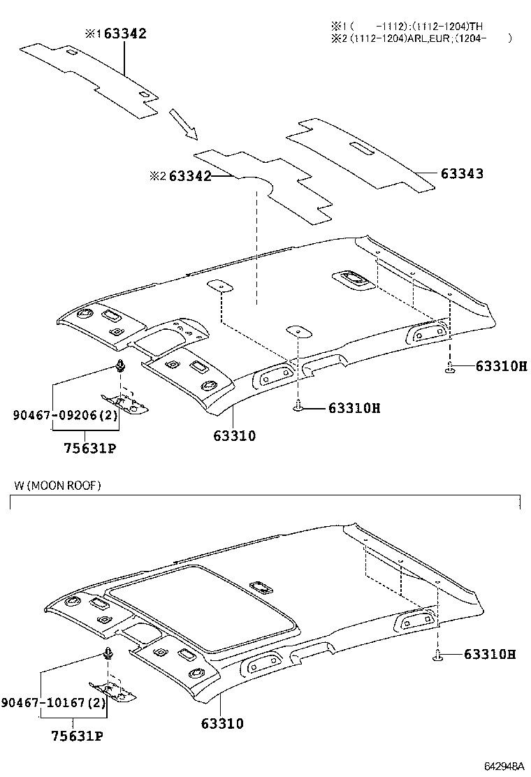  PRIUS |  ROOF HEADLINING SILENCER PAD