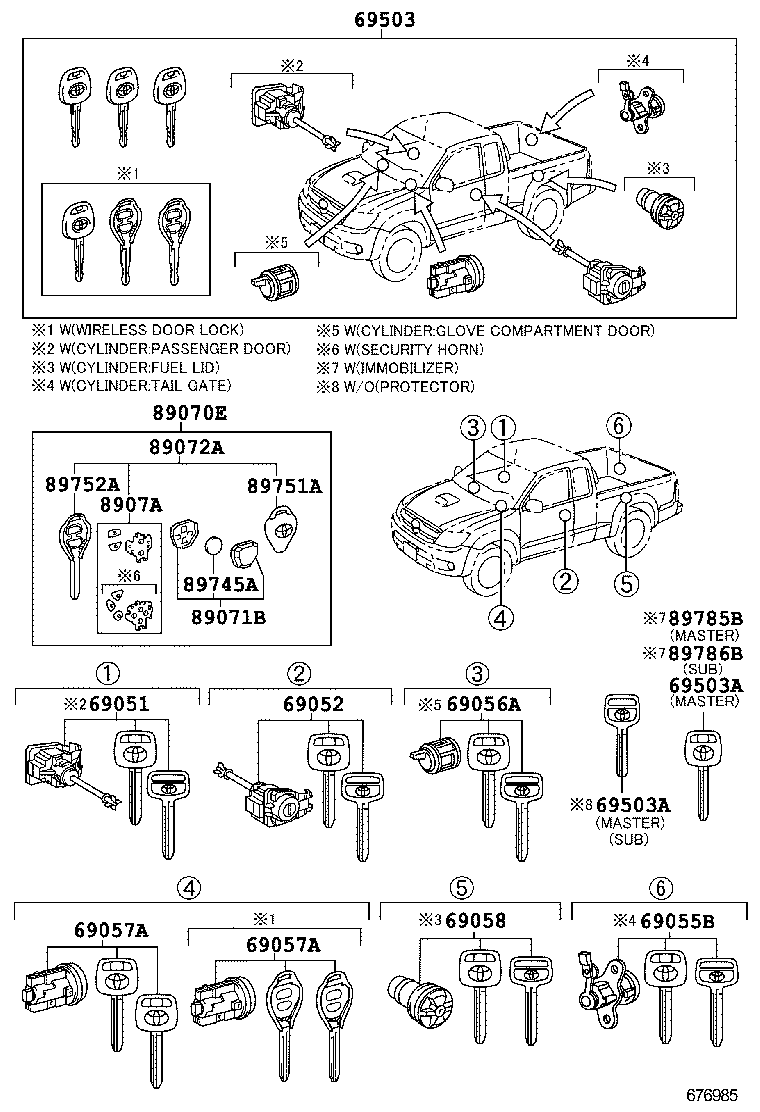  HILUX |  LOCK CYLINDER SET