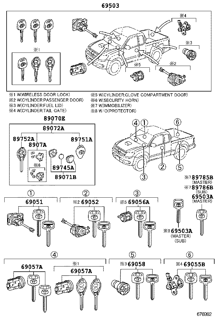  HILUX |  LOCK CYLINDER SET