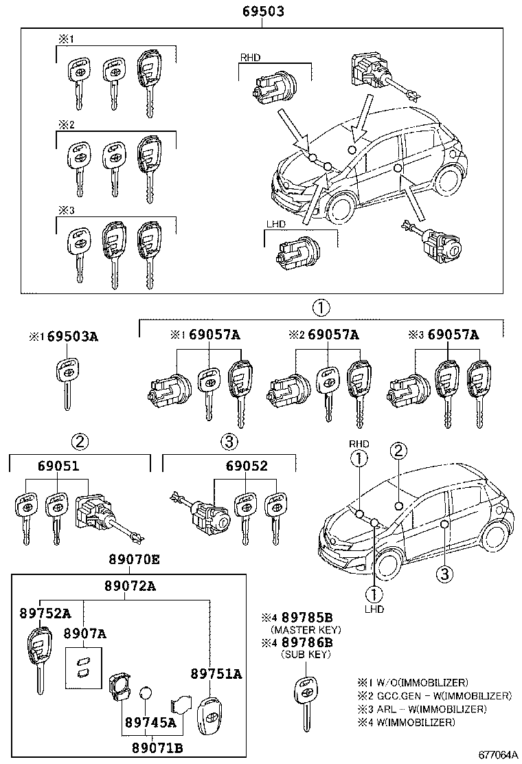  YARIS |  LOCK CYLINDER SET