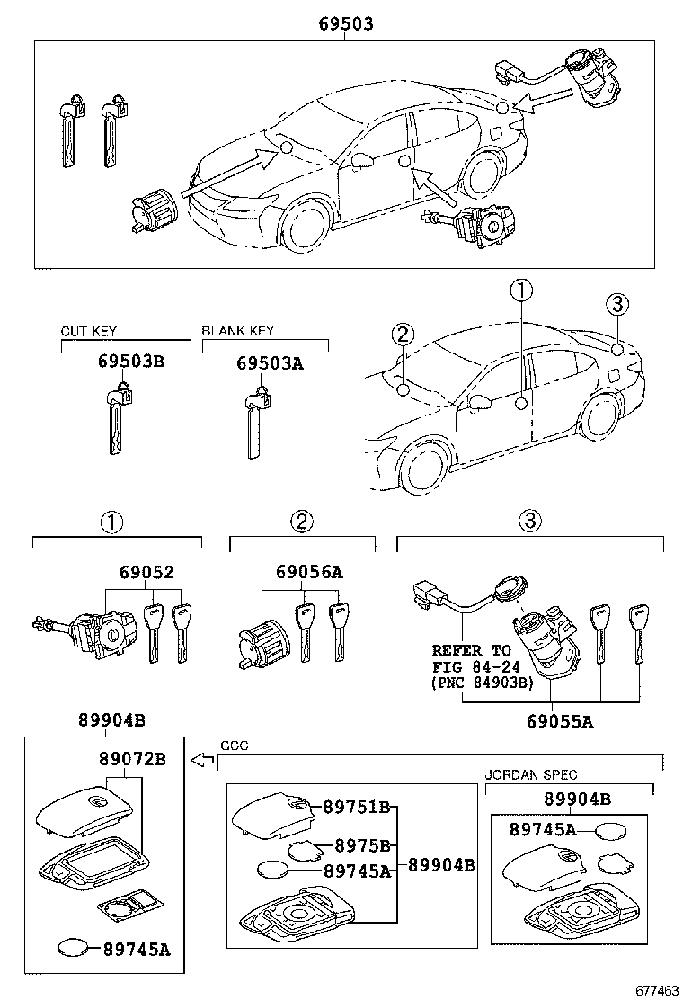  ES250 350 300H |  LOCK CYLINDER SET