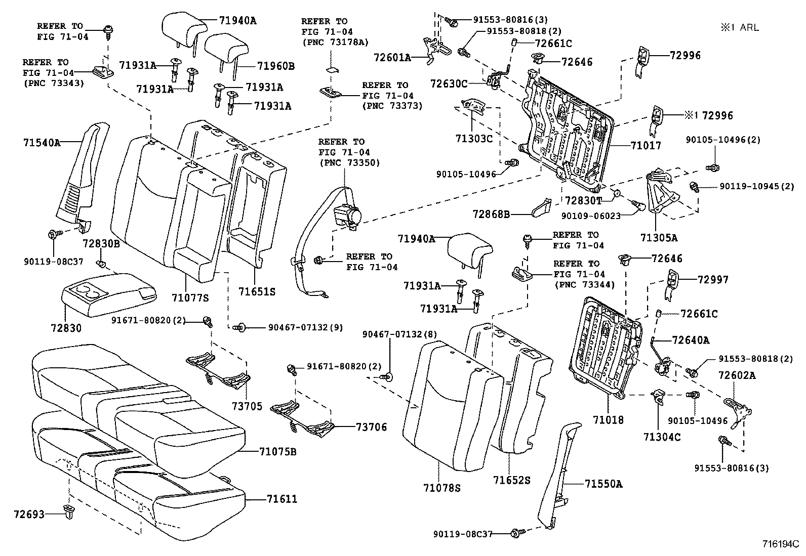  PRIUS |  REAR SEAT SEAT TRACK