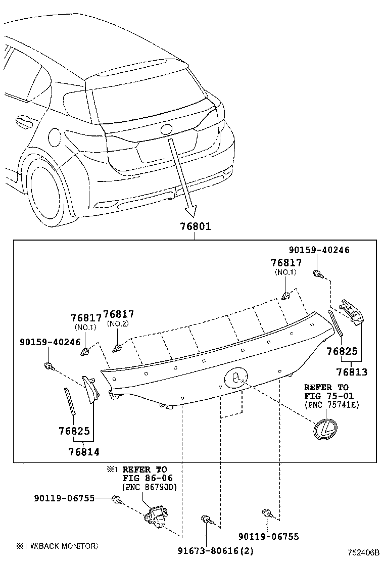  CT200H |  REAR MOULDING