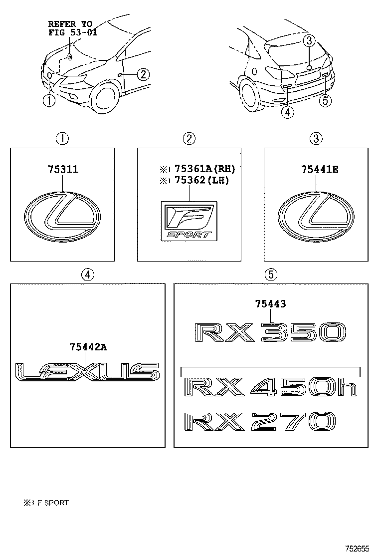  RX270 350 450H |  EMBLEM NAME PLATE EXTERIOR INTERIOR