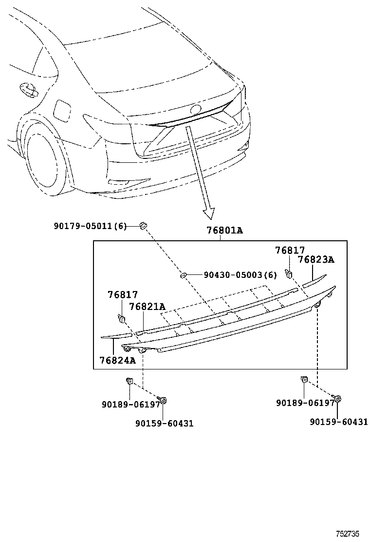  ES250 350 300H |  REAR MOULDING