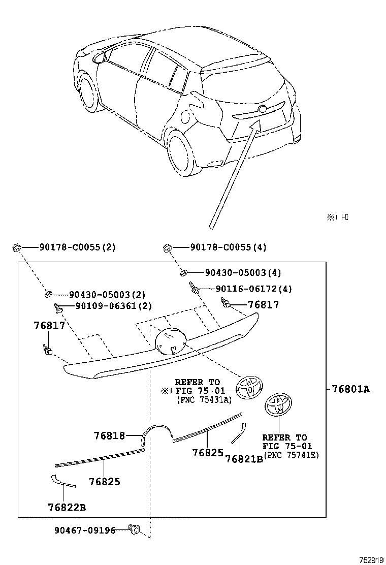  YARIS |  REAR MOULDING