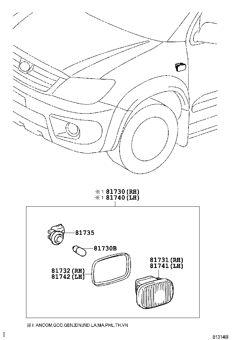  FORTUNER |  SIDE TURN SIGNAL LAMP OUTER MIRROR LAMP