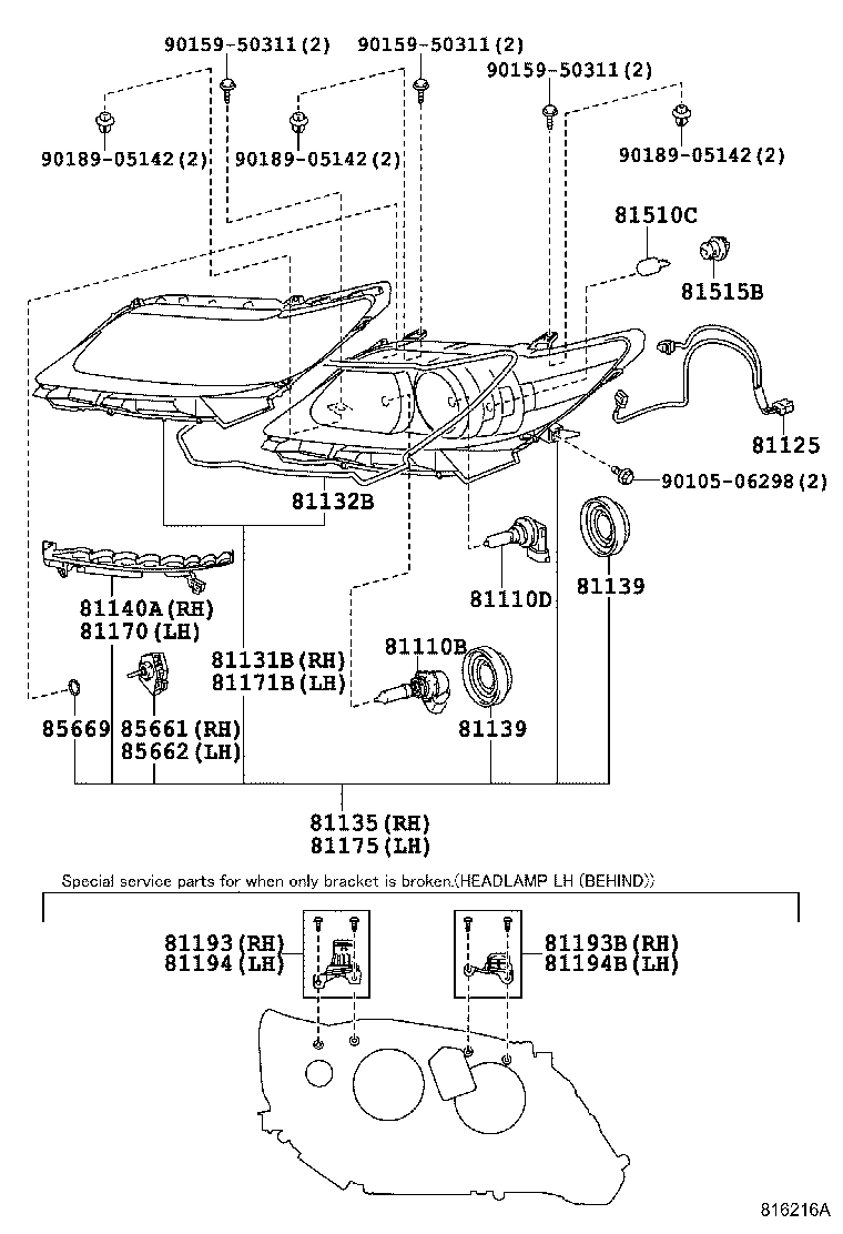  ES250 350 300H |  HEADLAMP