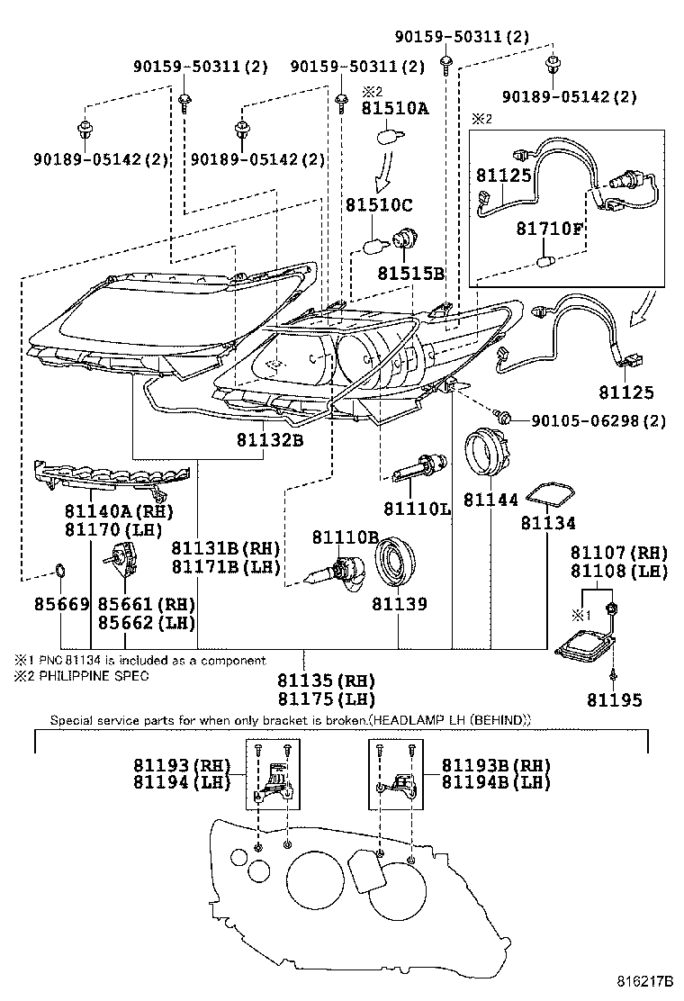  ES250 350 300H |  HEADLAMP