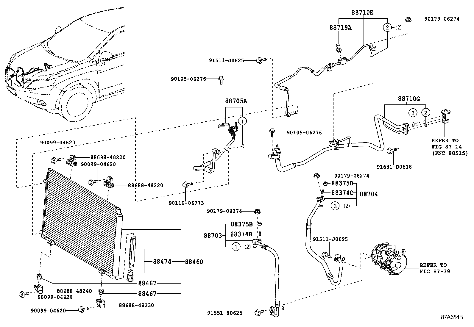  RX270 350 450H |  HEATING AIR CONDITIONING COOLER PIPING