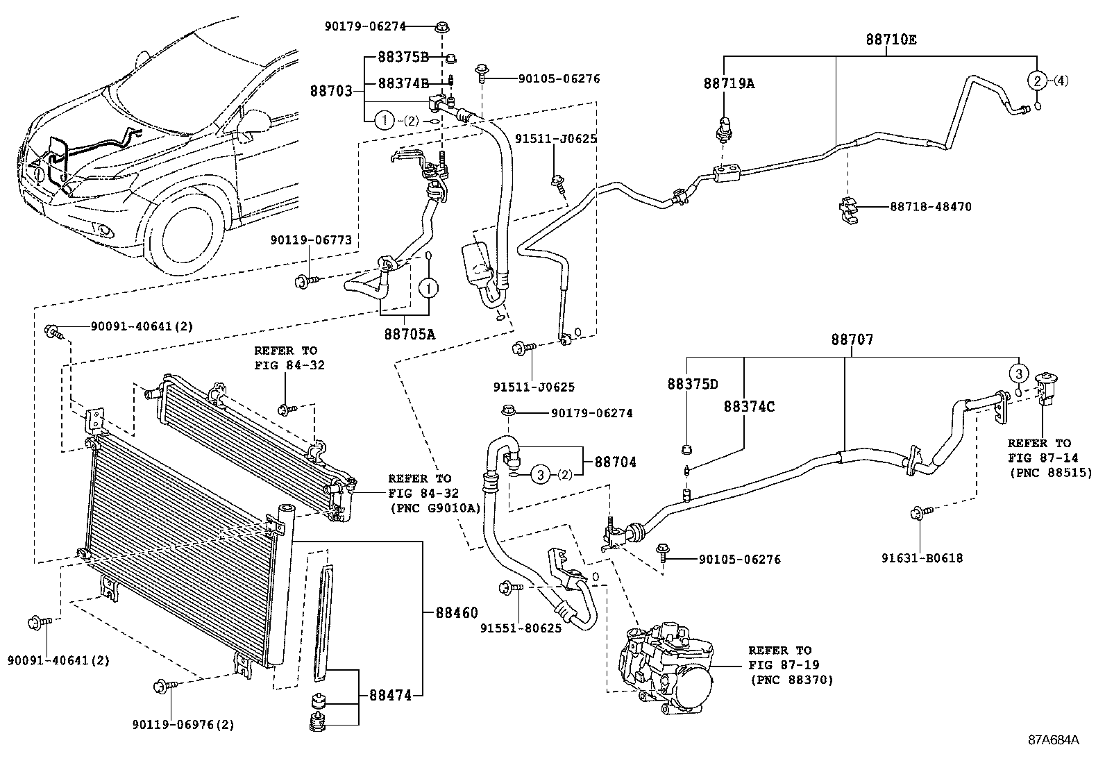  RX270 350 450H |  HEATING AIR CONDITIONING COOLER PIPING