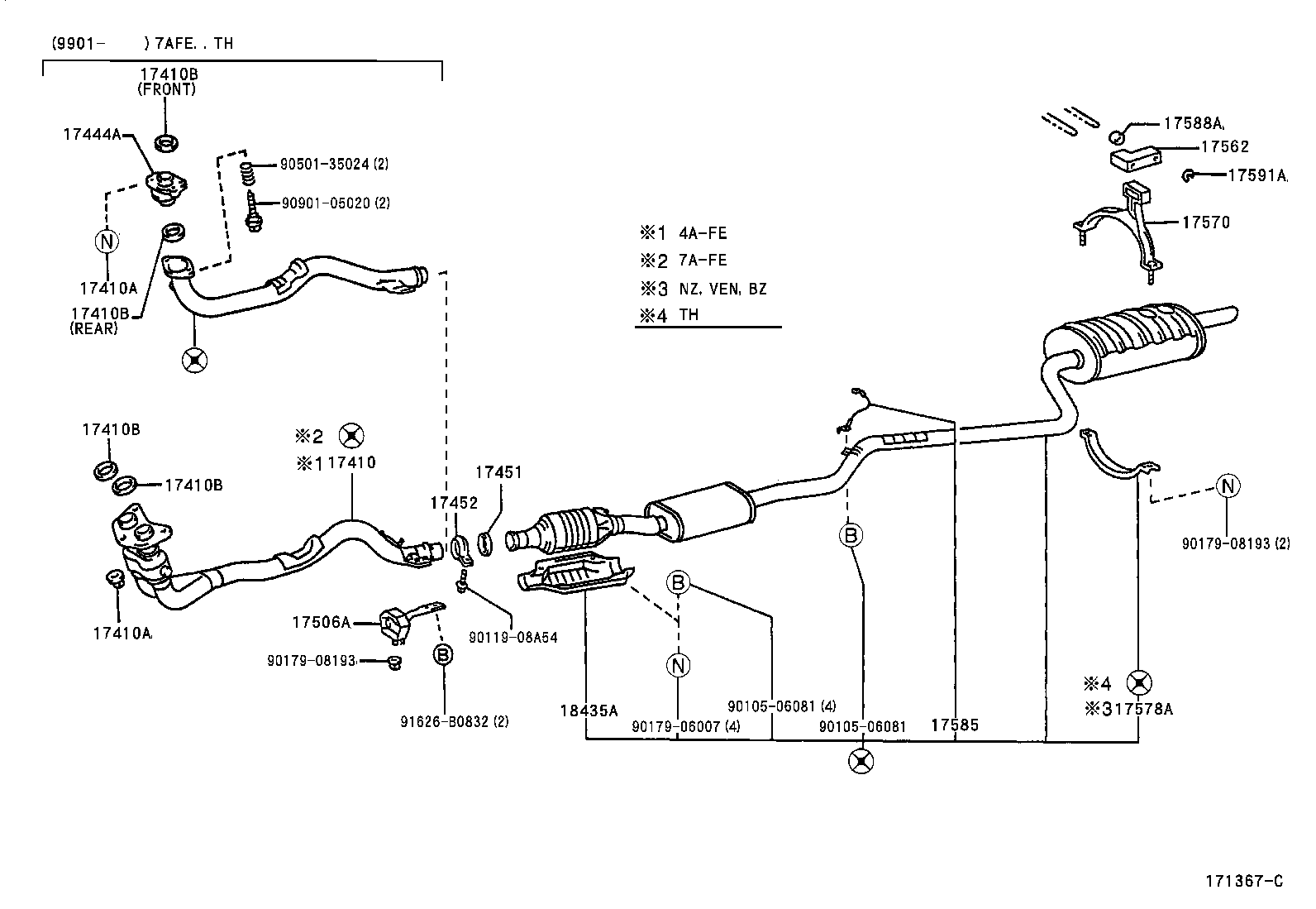 32 1999 Toyota Corolla Exhaust System Diagram