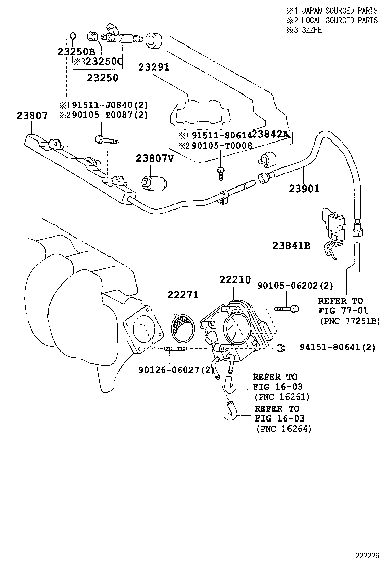 TOYOTA COROLLA ALTISZZE141RGEPEKT TOOLENGINEFUEL FUEL INJECTION