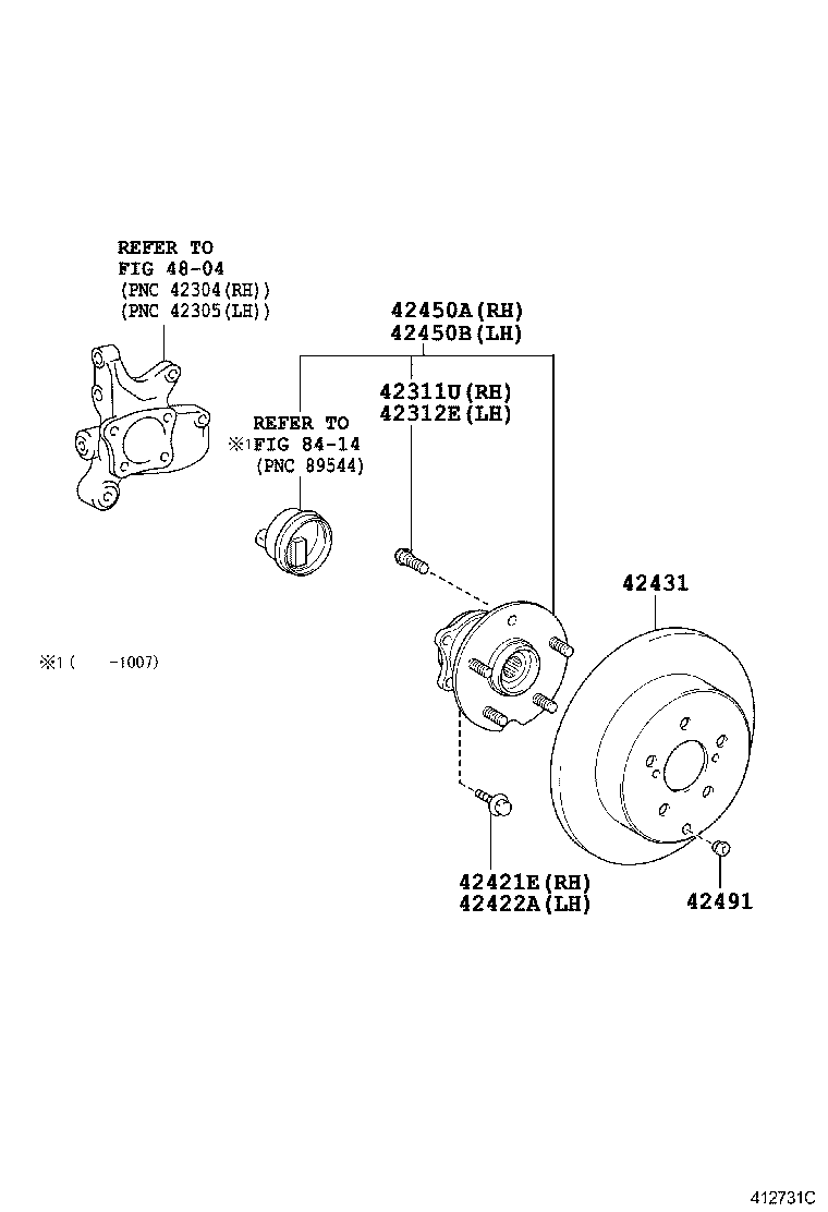  HIGHLANDER KLUGER |  REAR AXLE SHAFT HUB