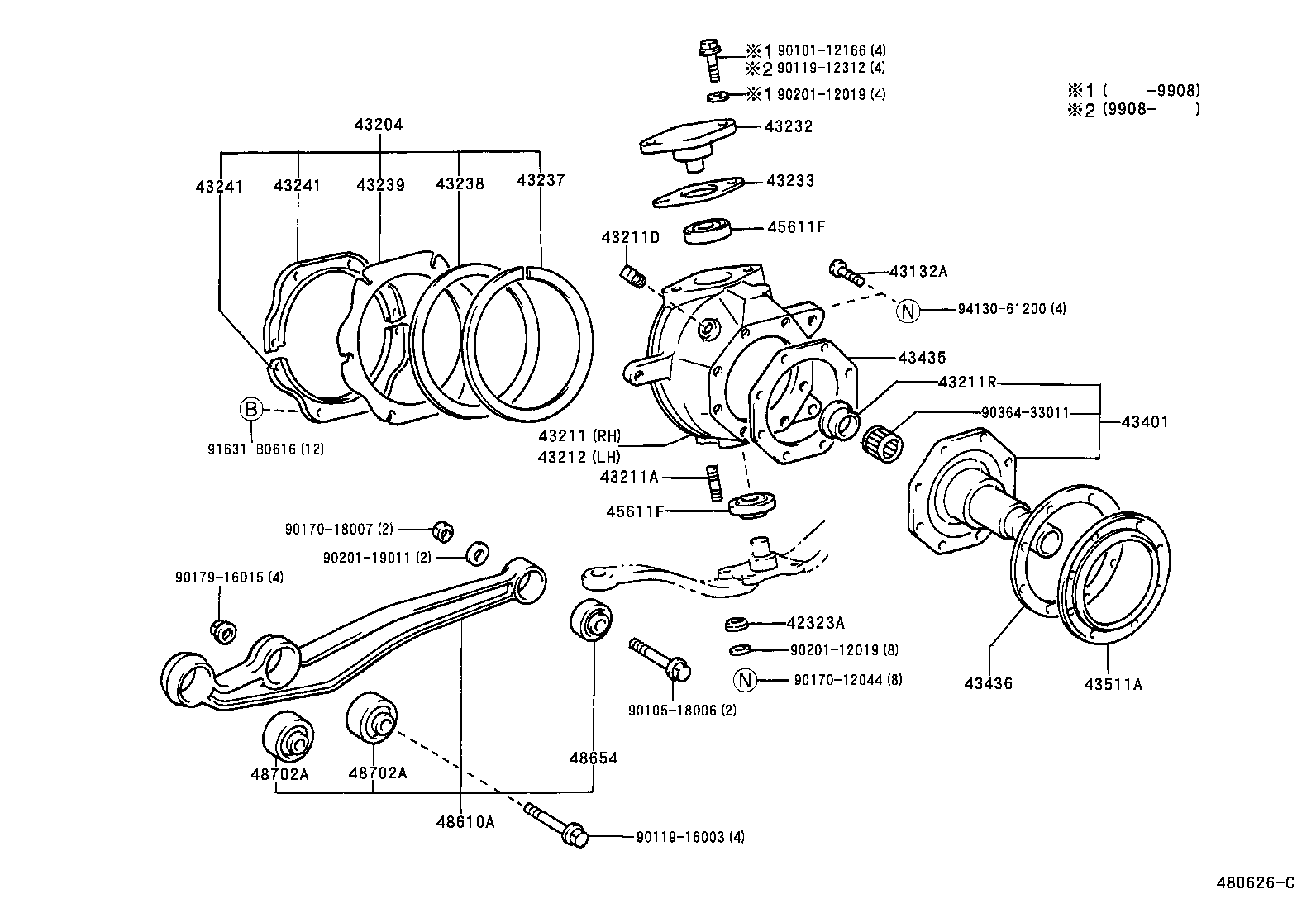  LAND CRUISER 100 |  FRONT AXLE ARM STEERING KNUCKLE