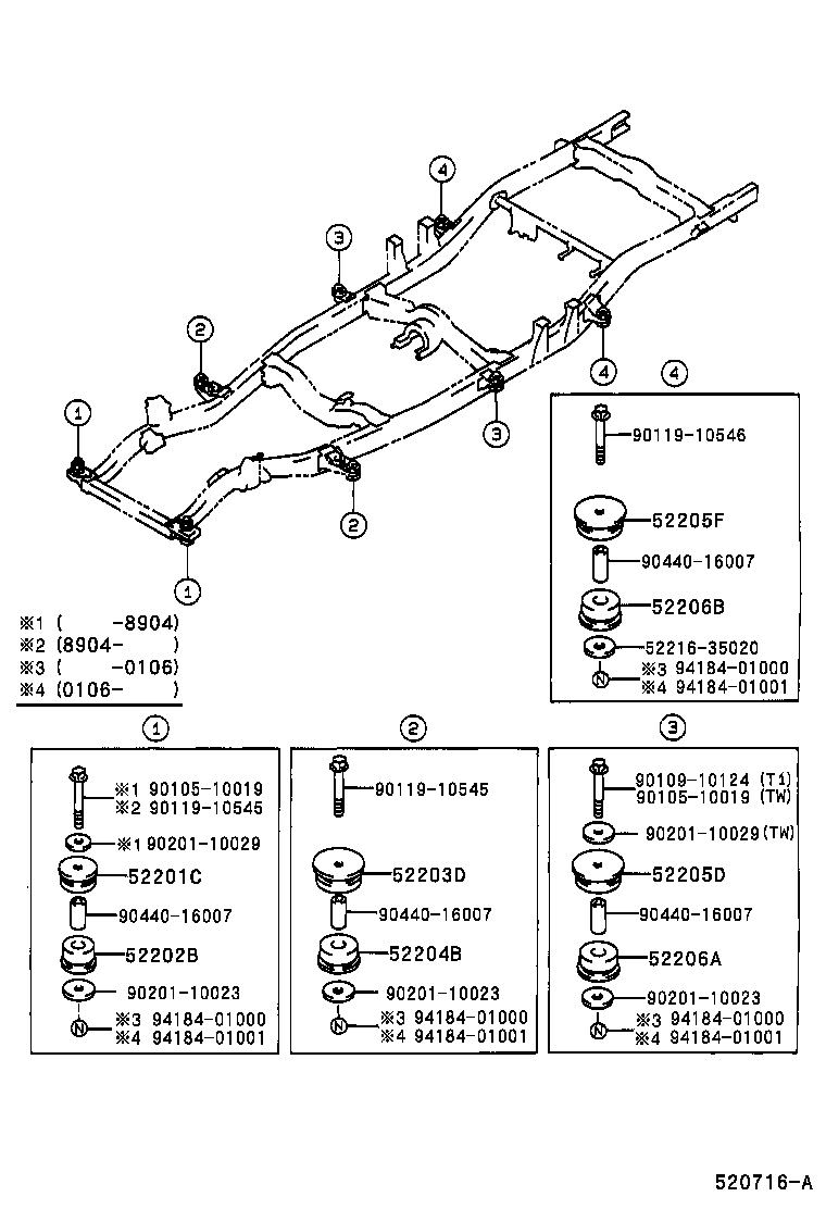  HILUX 4RUNNER |  CAB MOUNTING BODY MOUNTING