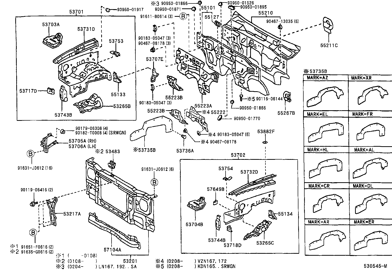  HILUX |  FRONT FENDER APRON DASH PANEL