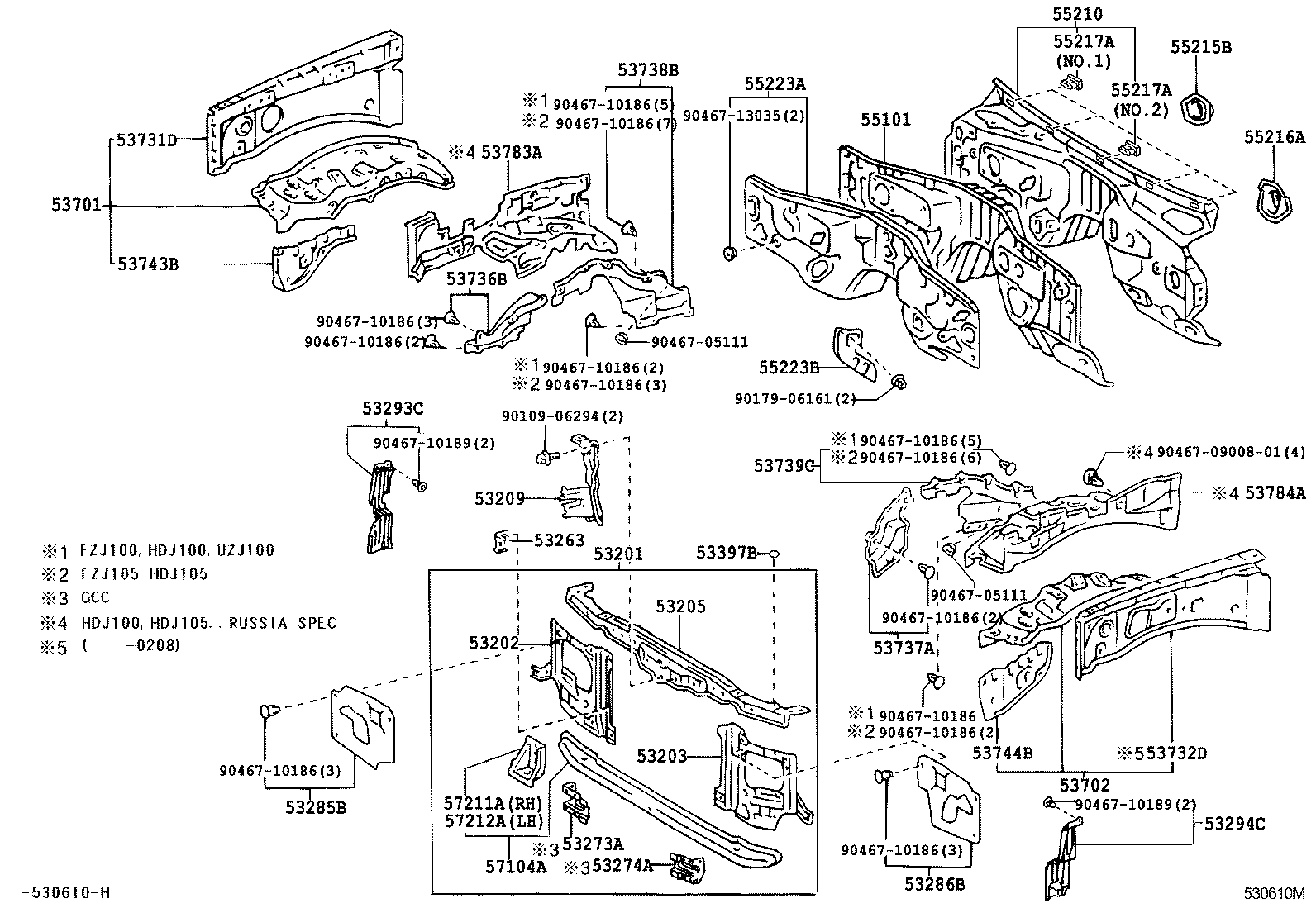  LAND CRUISER 100 |  FRONT FENDER APRON DASH PANEL