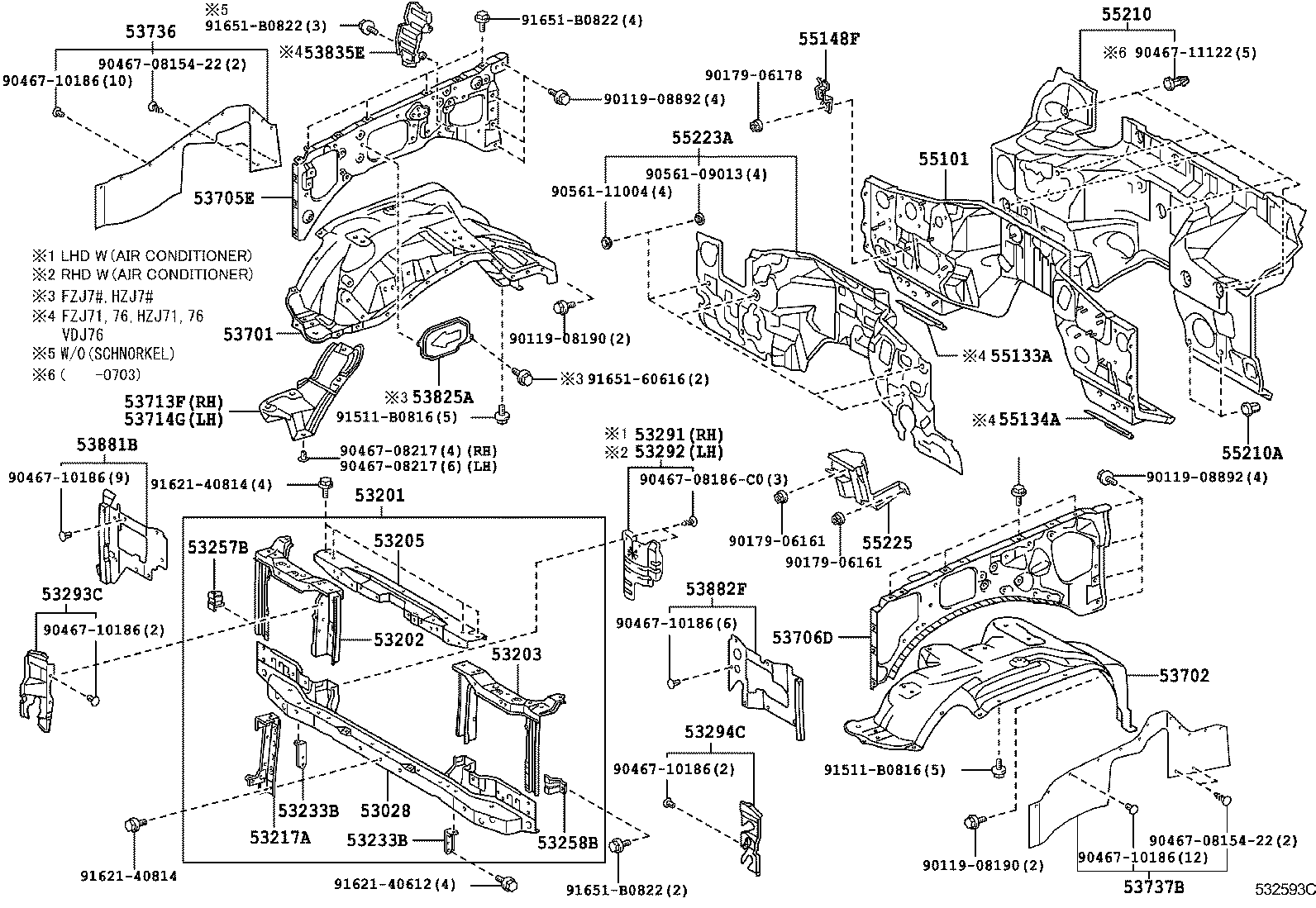  LAND CRUISER 70 |  FRONT FENDER APRON DASH PANEL
