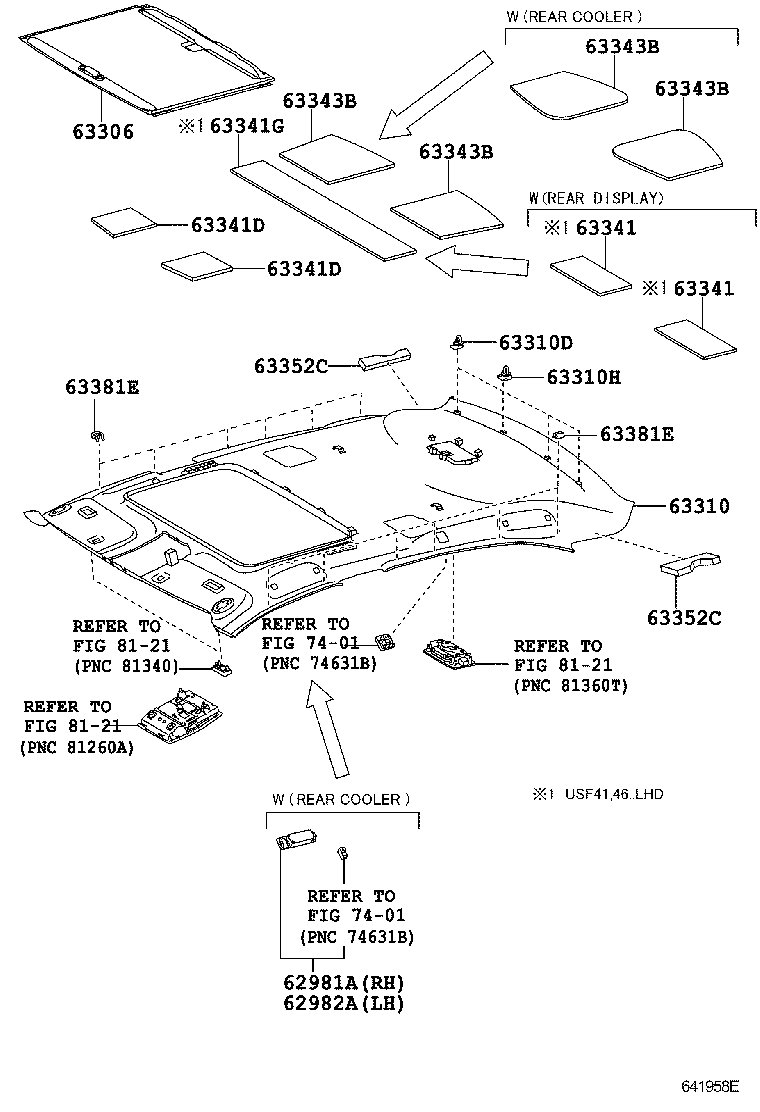  LS460 460L |  ROOF HEADLINING SILENCER PAD