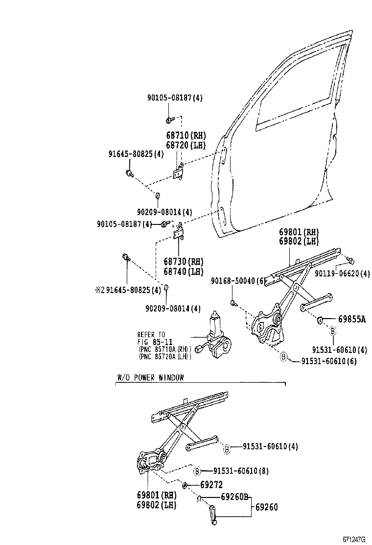 LAND CRUISER 100 | FRONT DOOR WINDOW REGULATOR HINGE