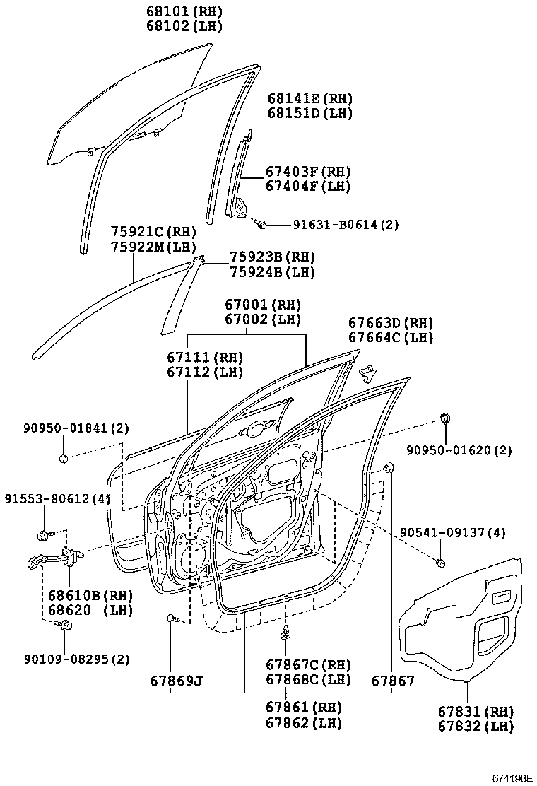  RAV4 |  FRONT DOOR PANEL GLASS