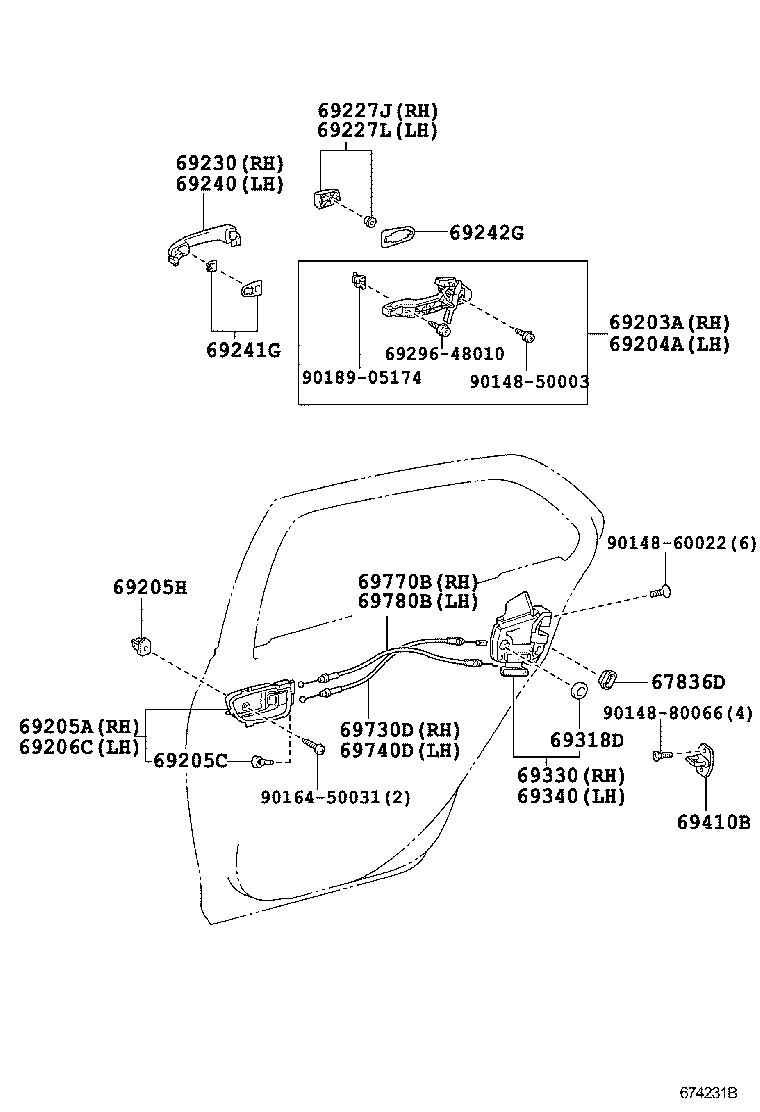  YARIS |  REAR DOOR LOCK HANDLE