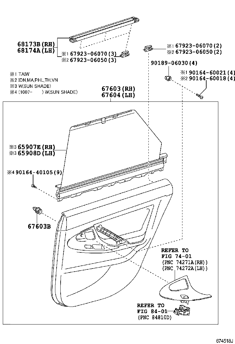  CAMRY HYBRID ASIA |  REAR DOOR PANEL GLASS