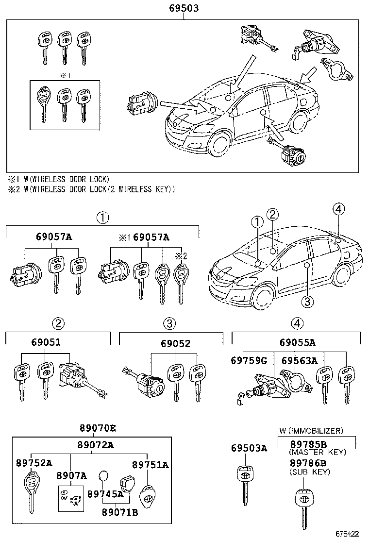  YARIS |  LOCK CYLINDER SET