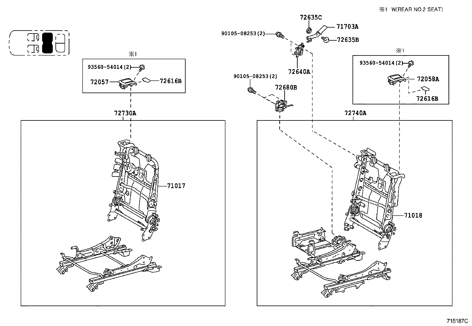  HIGHLANDER KLUGER |  REAR SEAT SEAT TRACK