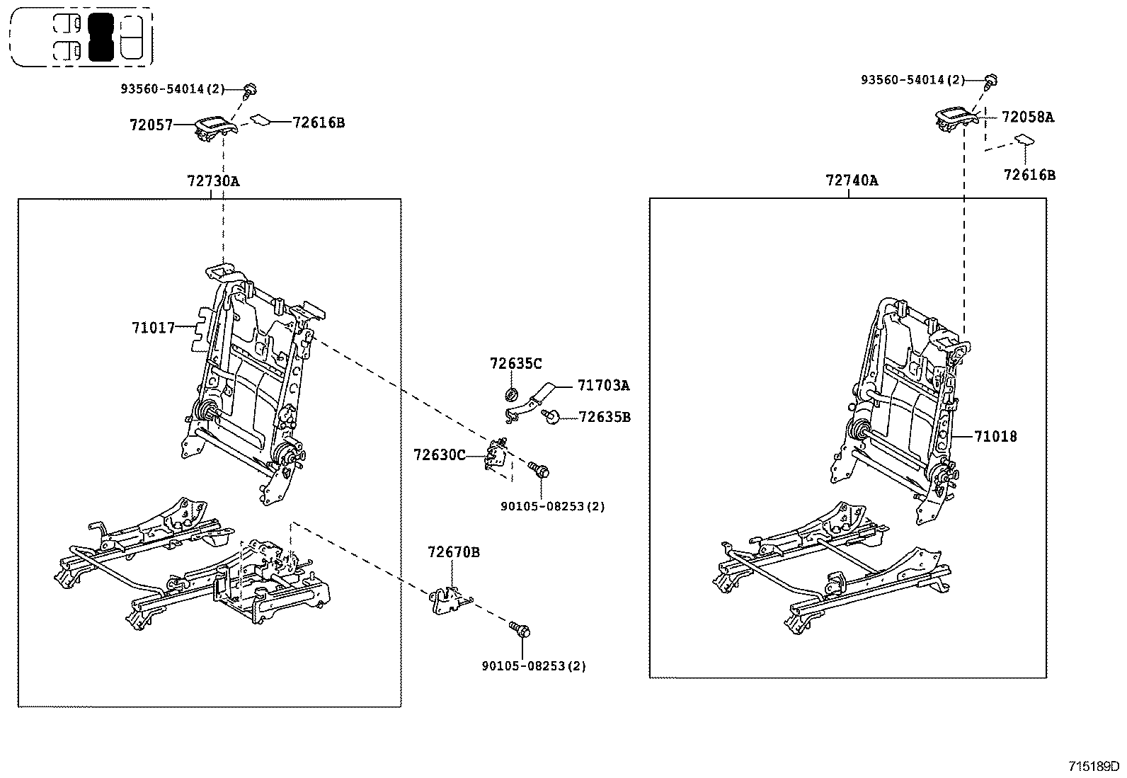  HIGHLANDER KLUGER |  REAR SEAT SEAT TRACK