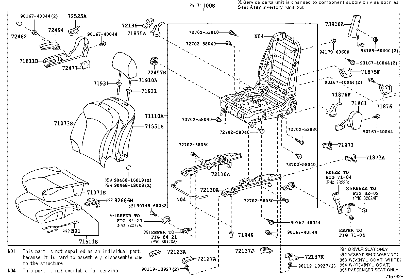  IS250 300 |  FRONT SEAT SEAT TRACK