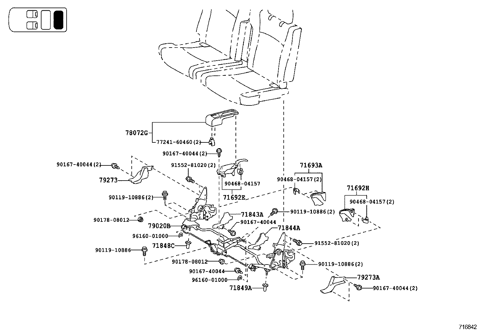  HIGHLANDER KLUGER |  REAR SEAT SEAT TRACK