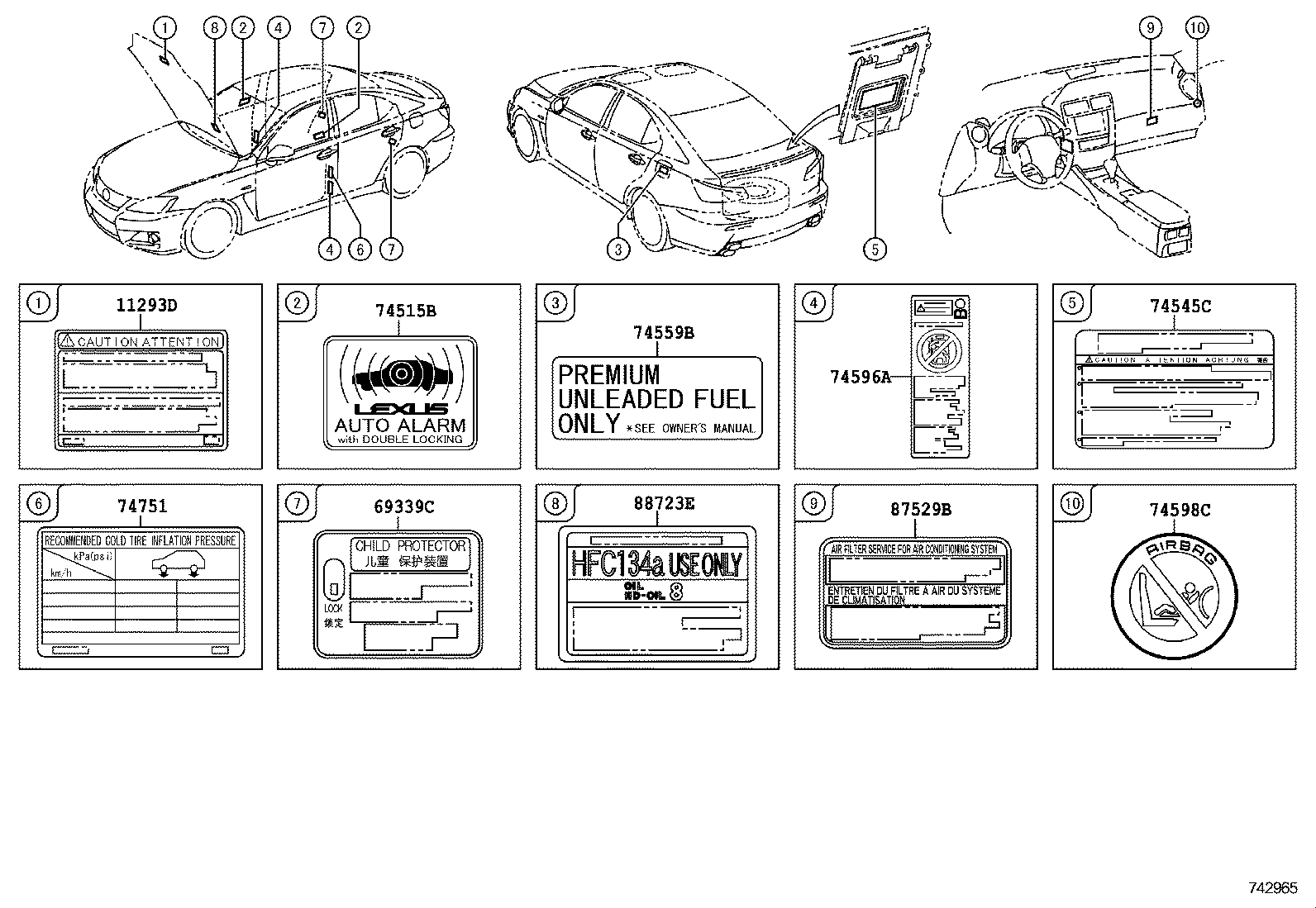  IS F |  CAUTION PLATE EXTERIOR INTERIOR