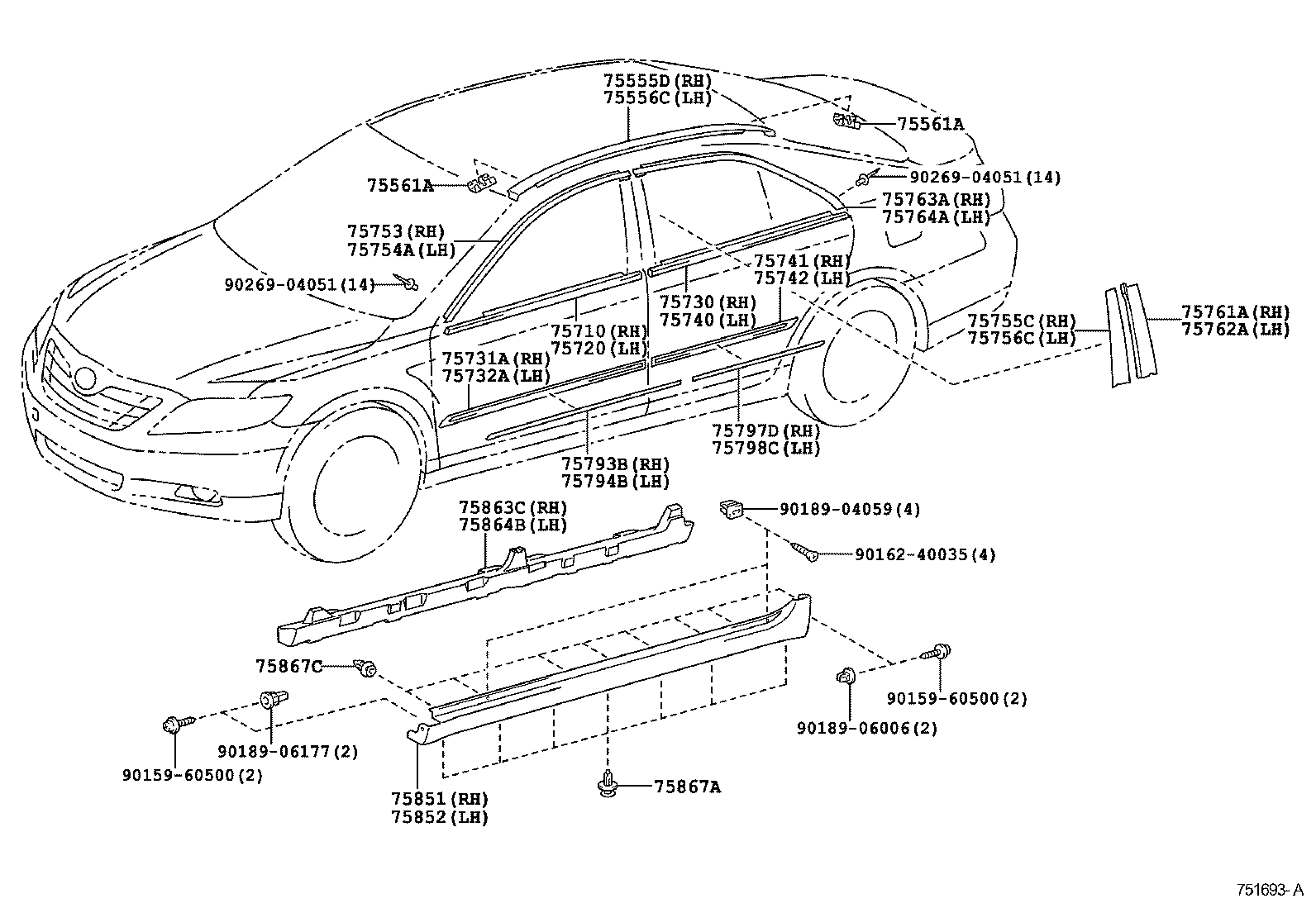  CAMRY HYBRID ASIA |  SIDE MOULDING