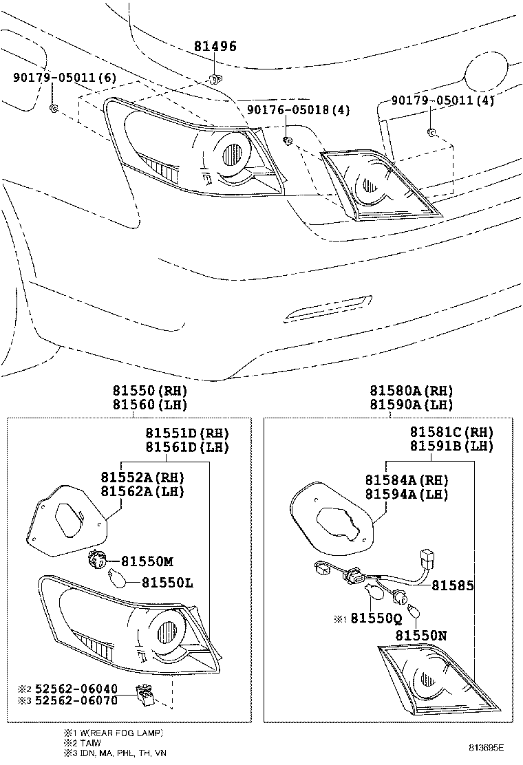  CAMRY HYBRID ASIA |  REAR COMBINATION LAMP